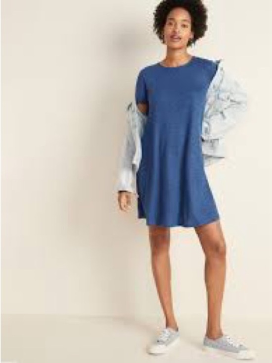 Old Navy Dresses & Skirts - Old Navy Cobalt Blue Linen Blend SS Knit Swing Mini Dress Size Small